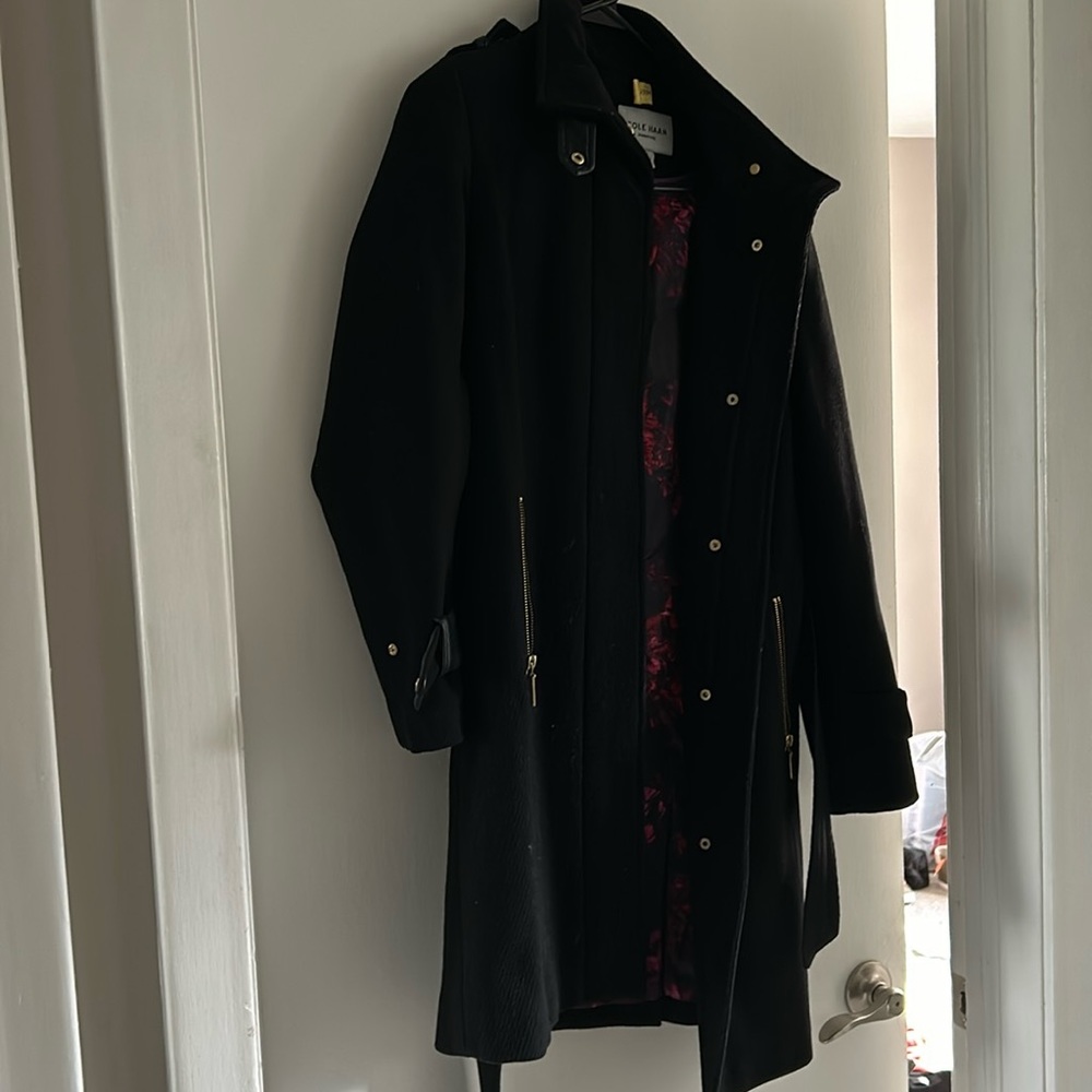 Cole Haan Black wool pea coat